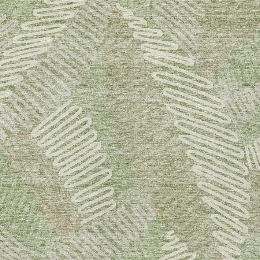 Artichoke Green Brown And Ivory Floral Washable Indoor Outdoor Area Rug Photo 7