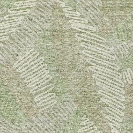 Artichoke Green Brown And Ivory Floral Washable Indoor Outdoor Area Rug Photo 7