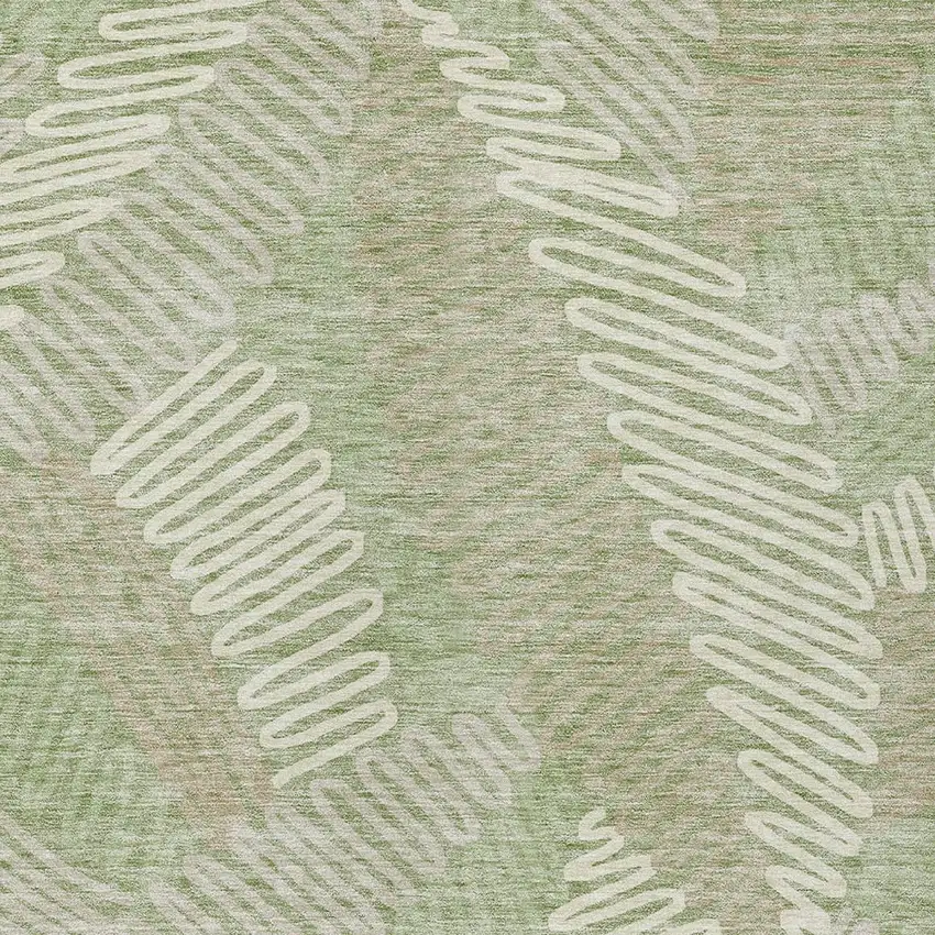 Artichoke Green Brown And Ivory Floral Washable Indoor Outdoor Area Rug Photo 7