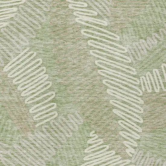 Artichoke Green Brown And Ivory Floral Washable Indoor Outdoor Area Rug Photo 7