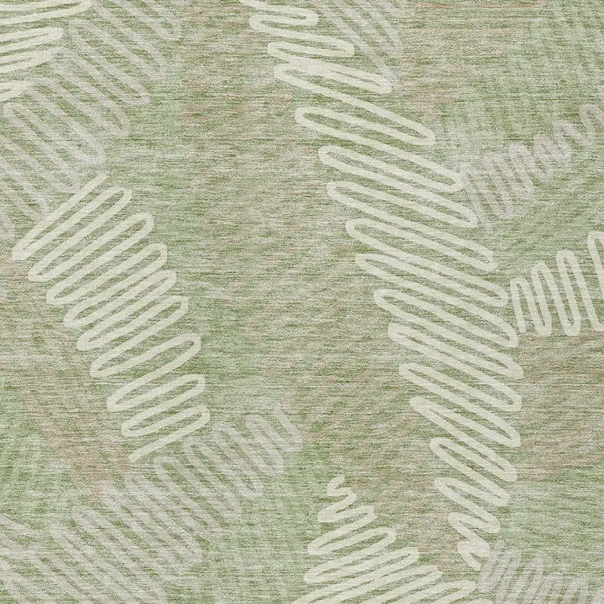 Artichoke Green Brown And Ivory Floral Washable Indoor Outdoor Area Rug Photo 7