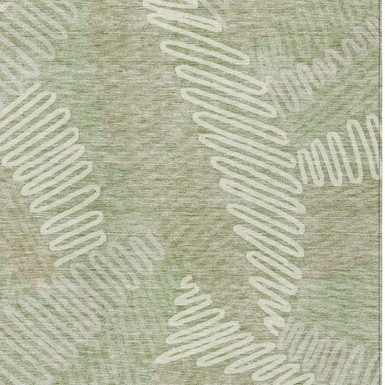 Artichoke Green Brown And Ivory Floral Washable Indoor Outdoor Area Rug Photo 7