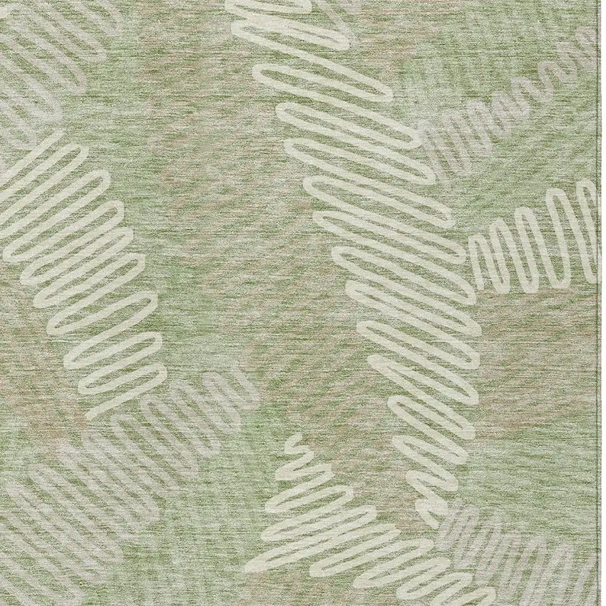 Artichoke Green Brown And Ivory Floral Washable Indoor Outdoor Area Rug Photo 7