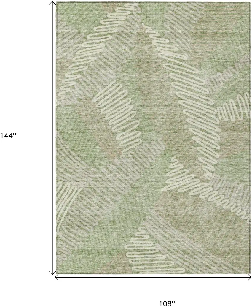 Artichoke Green Brown And Ivory Floral Washable Indoor Outdoor Area Rug Photo 3