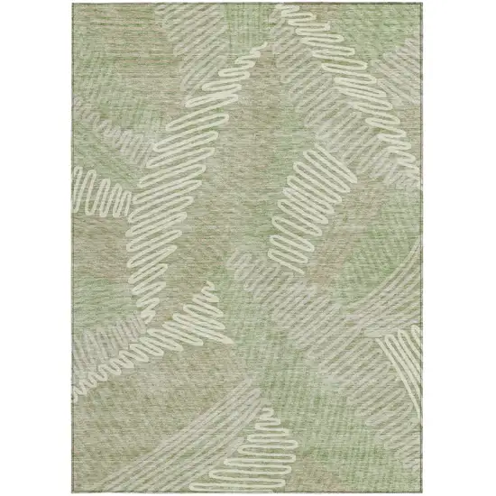 Artichoke Green Brown And Ivory Floral Washable Indoor Outdoor Area Rug Photo 8