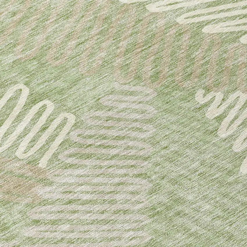 Artichoke Green Brown And Ivory Floral Washable Indoor Outdoor Area Rug Photo 6