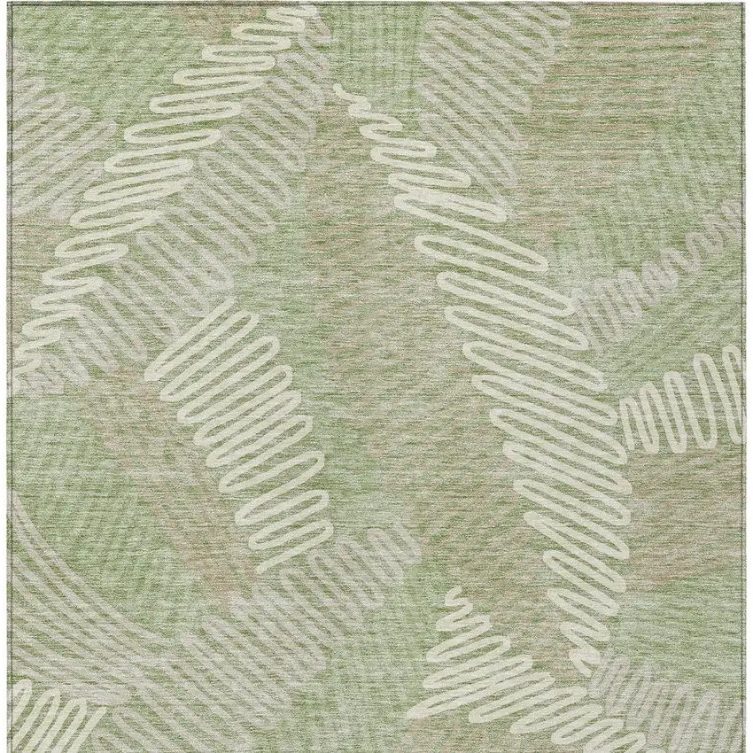 Artichoke Green Brown And Ivory Floral Washable Indoor Outdoor Area Rug Photo 7