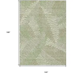 Photo of Artichoke Green Brown And Ivory Floral Washable Indoor Outdoor Area Rug