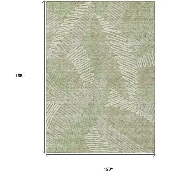 Artichoke Green Brown And Ivory Floral Washable Indoor Outdoor Area Rug Photo 3