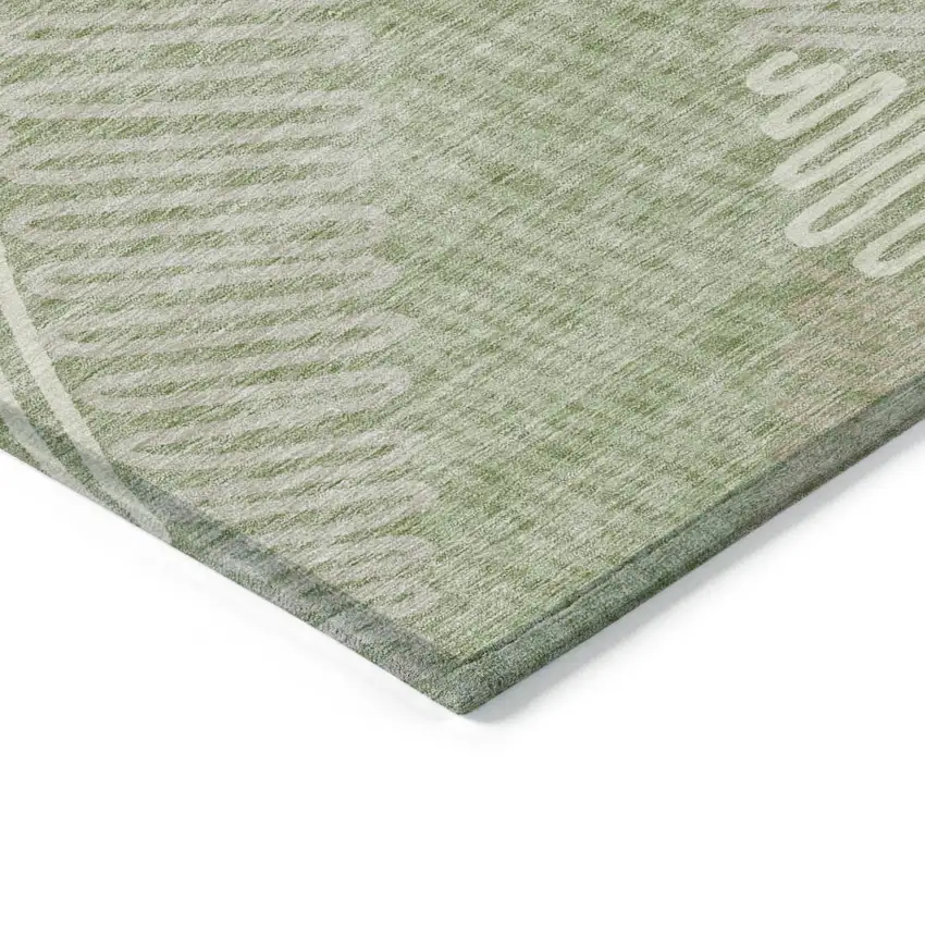 Artichoke Green Brown And Ivory Floral Washable Indoor Outdoor Area Rug Photo 5
