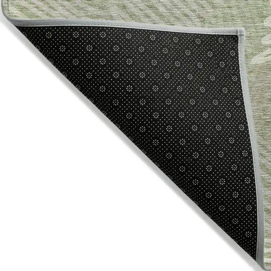 Artichoke Green Brown And Ivory Floral Washable Indoor Outdoor Area Rug Photo 4