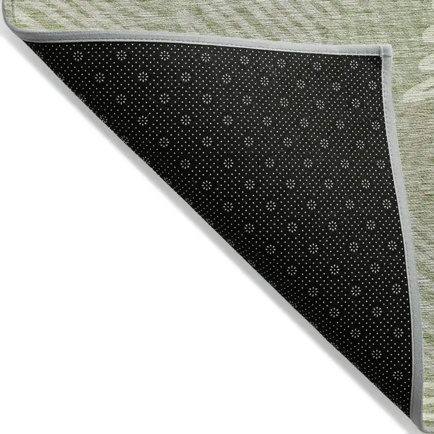 Artichoke Green Brown And Ivory Floral Washable Indoor Outdoor Area Rug Photo 4
