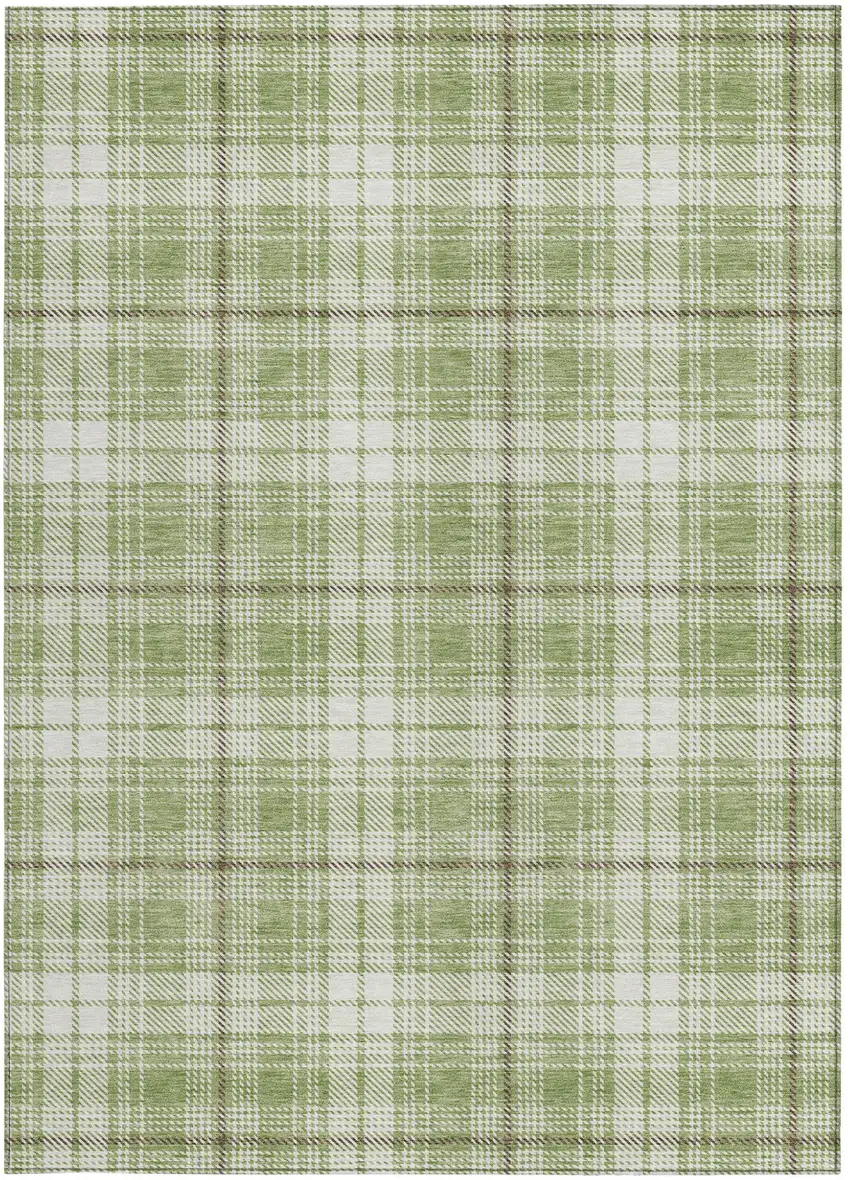 Artichoke Green Brown And Ivory Plaid Washable Indoor Outdoor Area Rug Photo 6