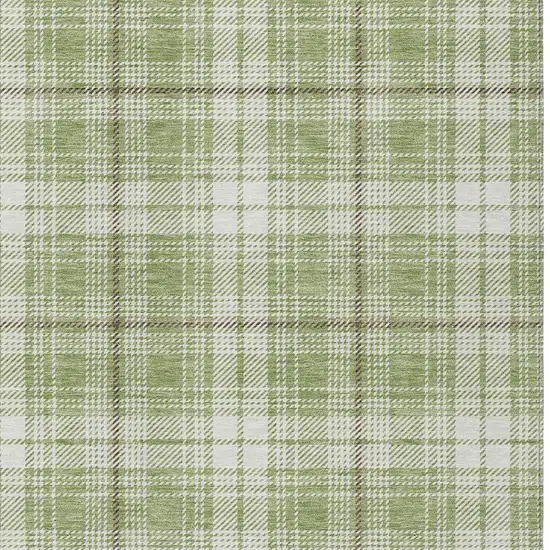 Artichoke Green Brown And Ivory Plaid Washable Indoor Outdoor Area Rug Photo 5
