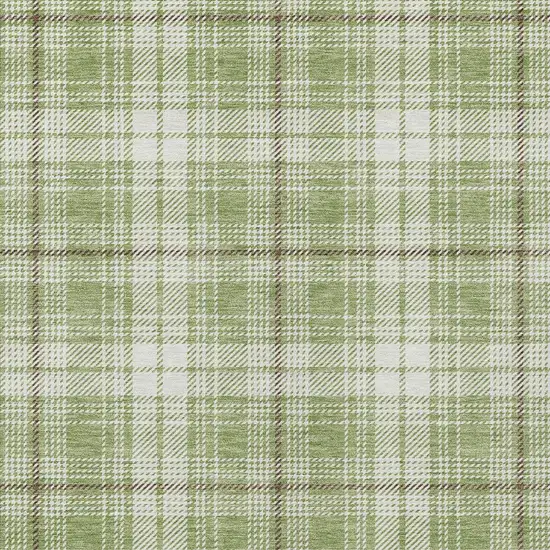 Artichoke Green Brown And Ivory Plaid Washable Indoor Outdoor Area Rug Photo 5