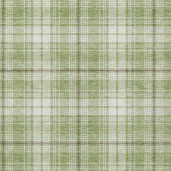 Artichoke Green Brown And Ivory Plaid Washable Indoor Outdoor Area Rug Photo 5