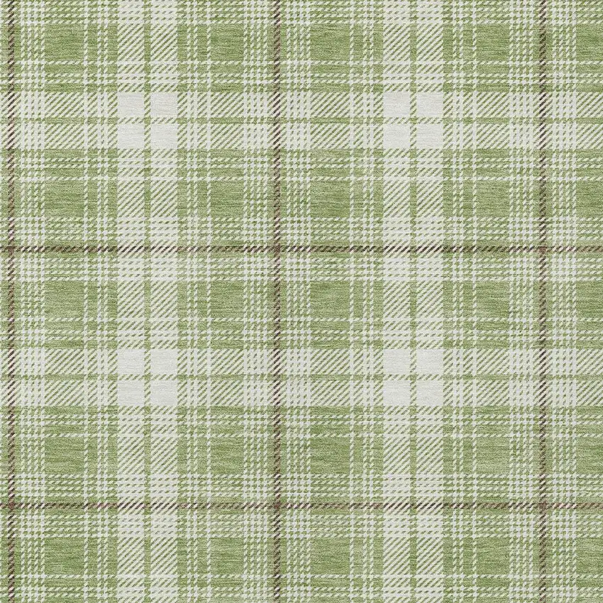Artichoke Green Brown And Ivory Plaid Washable Indoor Outdoor Area Rug Photo 5