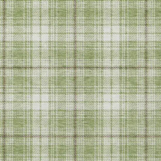 Artichoke Green Brown And Ivory Plaid Washable Indoor Outdoor Area Rug Photo 5