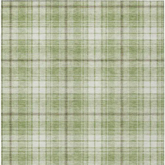 Artichoke Green Brown And Ivory Plaid Washable Indoor Outdoor Area Rug Photo 6