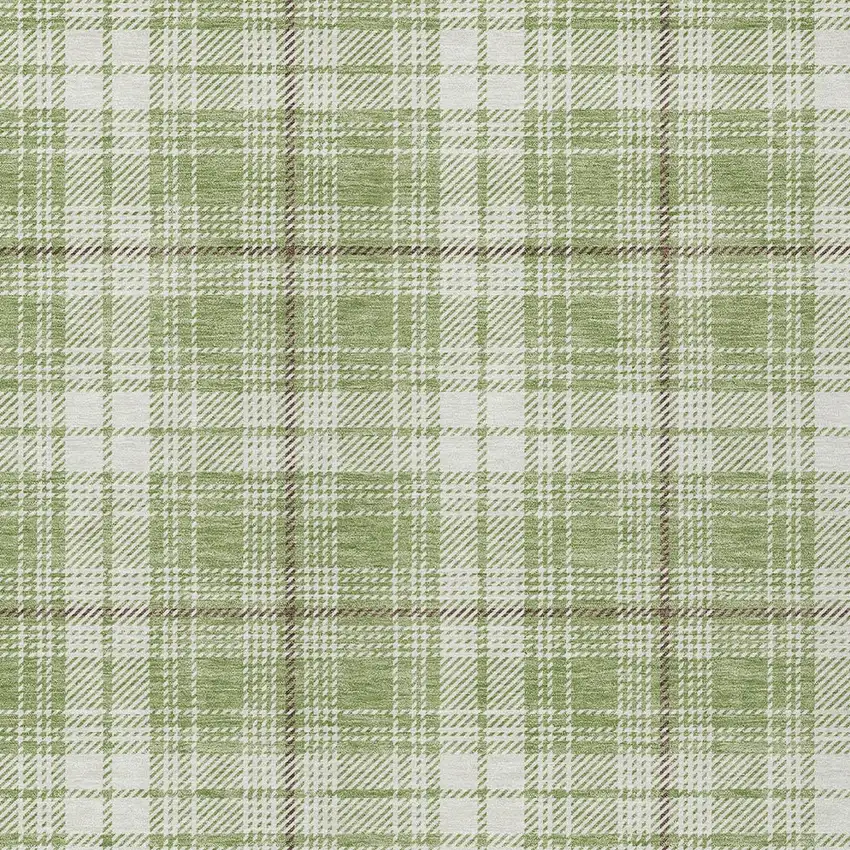 Artichoke Green Brown And Ivory Plaid Washable Indoor Outdoor Area Rug Photo 5