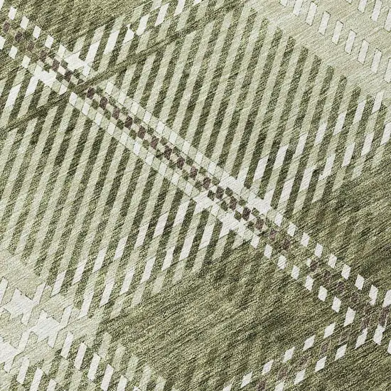 Artichoke Green Brown And Ivory Plaid Washable Indoor Outdoor Area Rug Photo 5