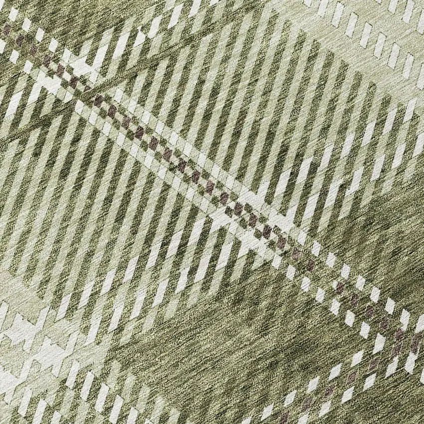 Artichoke Green Brown And Ivory Plaid Washable Indoor Outdoor Area Rug Photo 5