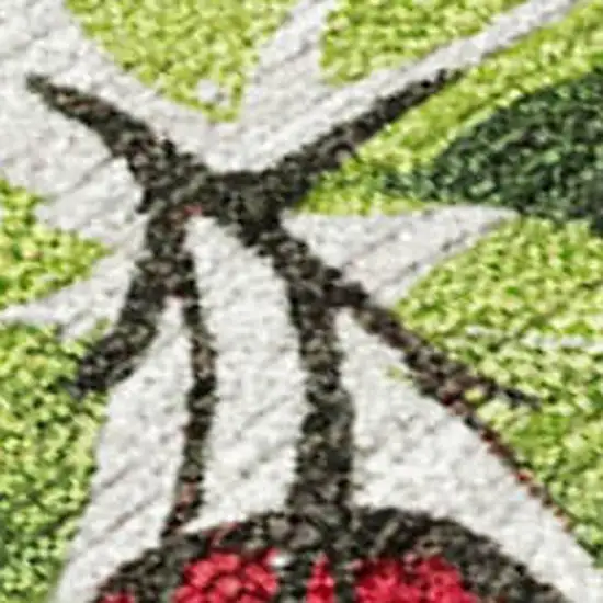 Artichoke Green Burgundy And Ivory Botanical Leaves Washable Indoor Outdoor Area Rug Photo 1