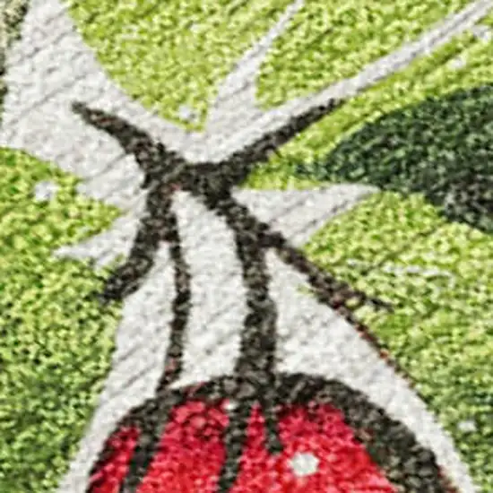 Artichoke Green Burgundy And Ivory Botanical Leaves Washable Indoor Outdoor Area Rug Photo 4