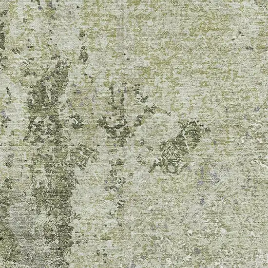 Artichoke Green Charcoal And Ivory Abstract Washable Area Rug With UV Protection Photo 2
