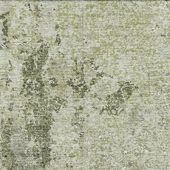 Artichoke Green Charcoal And Ivory Abstract Washable Area Rug With UV Protection Photo 2
