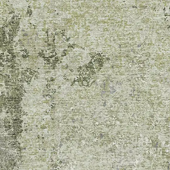 Artichoke Green Charcoal And Ivory Abstract Washable Area Rug With UV Protection Photo 2