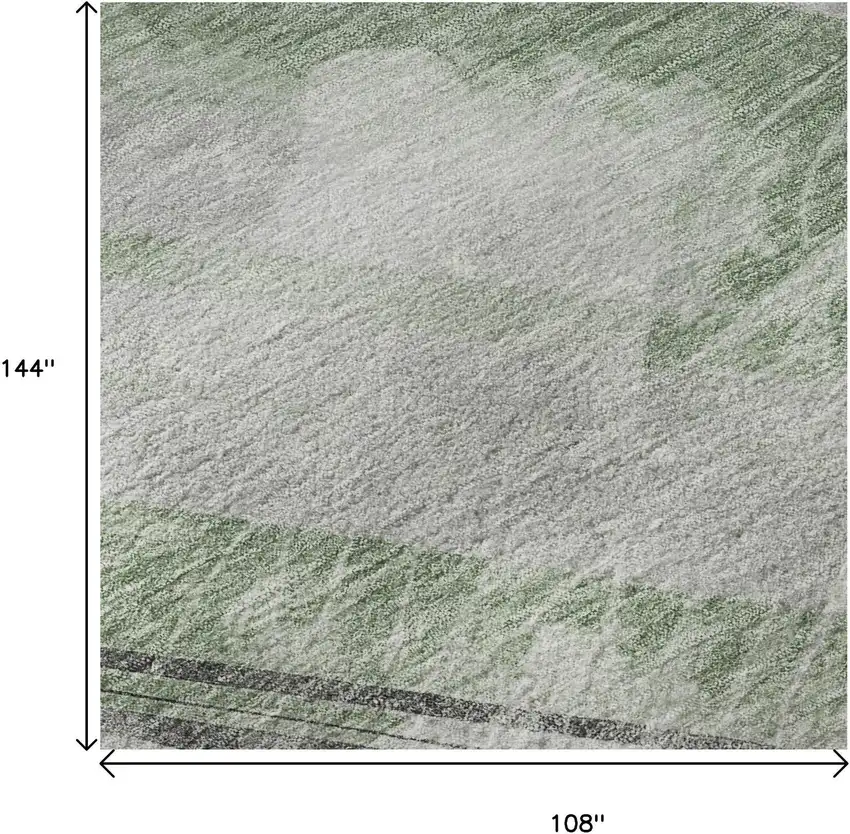 Artichoke Green Charcoal And Ivory Striped Washable Area Rug With UV Protection Photo 9