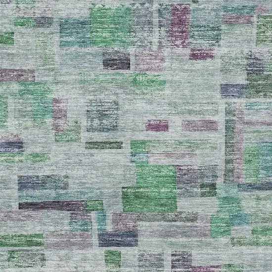 Artichoke Green Charcoal And Purple Striped Washable Indoor Outdoor Area Rug Photo 5