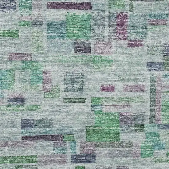 Artichoke Green Charcoal And Purple Striped Washable Indoor Outdoor Area Rug Photo 5