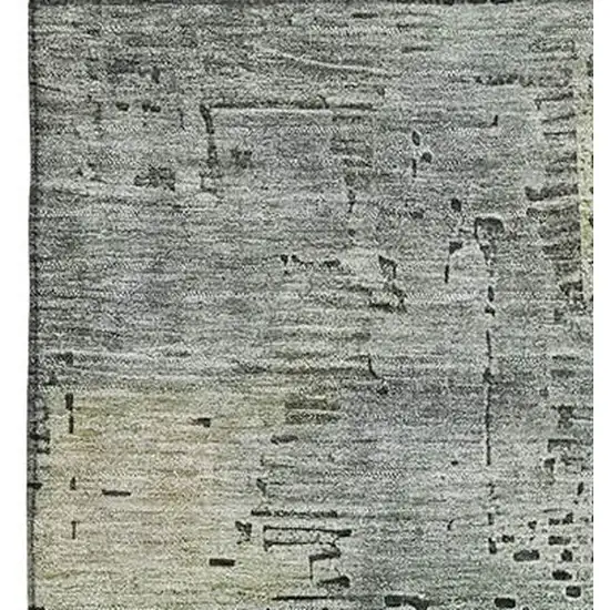 Artichoke Green Charcoal And Silver Abstract Washable Area Rug With UV Protection Photo 3
