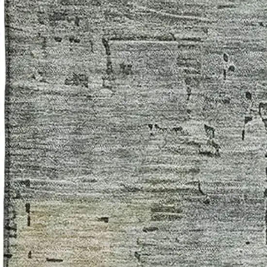 Artichoke Green Charcoal And Silver Abstract Washable Area Rug With UV Protection Photo 2