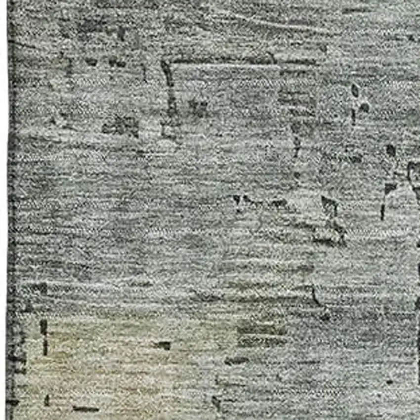 Artichoke Green Charcoal And Silver Abstract Washable Area Rug With UV Protection Photo 2