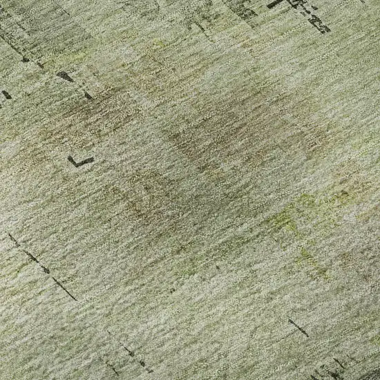 Artichoke Green Charcoal And Silver Abstract Washable Area Rug With UV Protection Photo 9