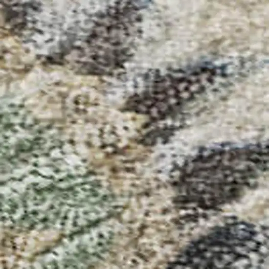 Artichoke Green Copper And Beige Floral Washable Area Rug With UV Protection Photo 3