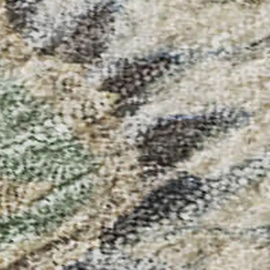 Artichoke Green Copper And Beige Floral Washable Area Rug With UV Protection Photo 3