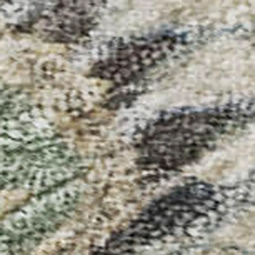 Artichoke Green Copper And Beige Floral Washable Area Rug With UV Protection Photo 2