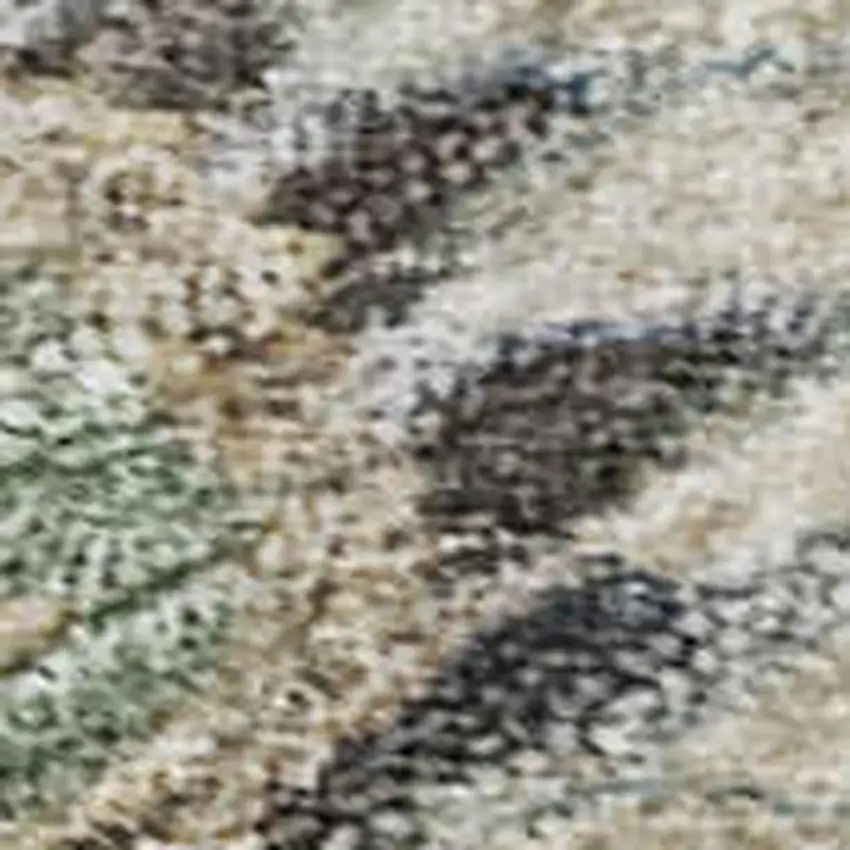 Artichoke Green Copper And Beige Floral Washable Area Rug With UV Protection Photo 2