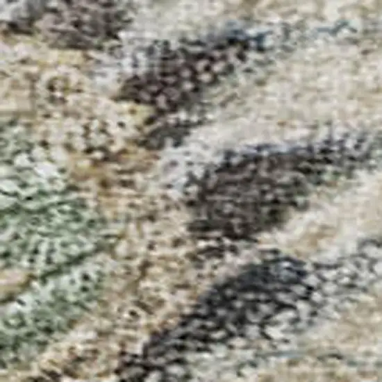 Artichoke Green Copper And Beige Floral Washable Area Rug With UV Protection Photo 2