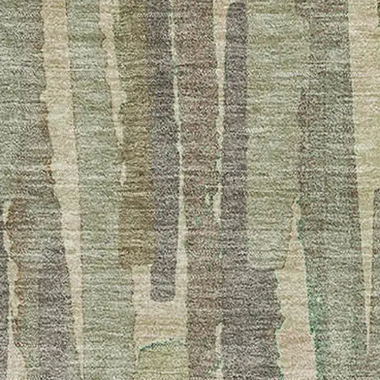 Artichoke Green Copper And Beige Striped Washable Area Rug With UV Protection Photo 2