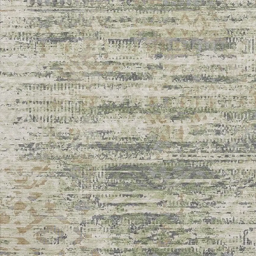 Artichoke Green Copper And Gray Moroccan Washable Area Rug With UV Protection Photo 3