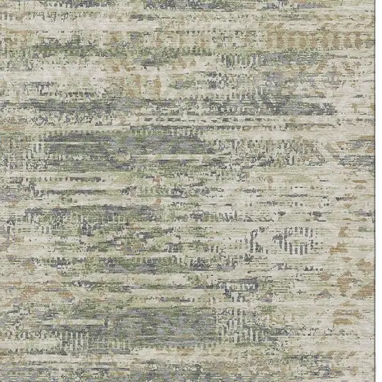 Artichoke Green Copper And Gray Moroccan Washable Area Rug With UV Protection Photo 3