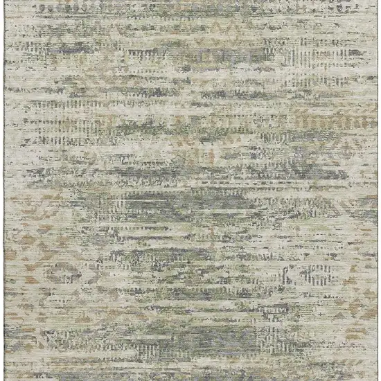 Artichoke Green Copper And Gray Moroccan Washable Area Rug With UV Protection Photo 4