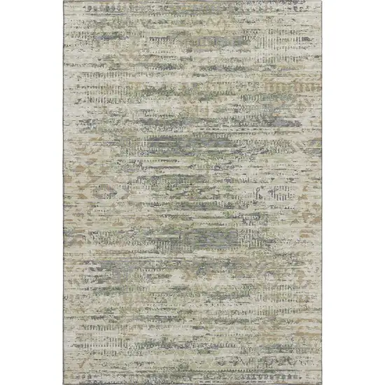 Artichoke Green Copper And Gray Moroccan Washable Area Rug With UV Protection Photo 1