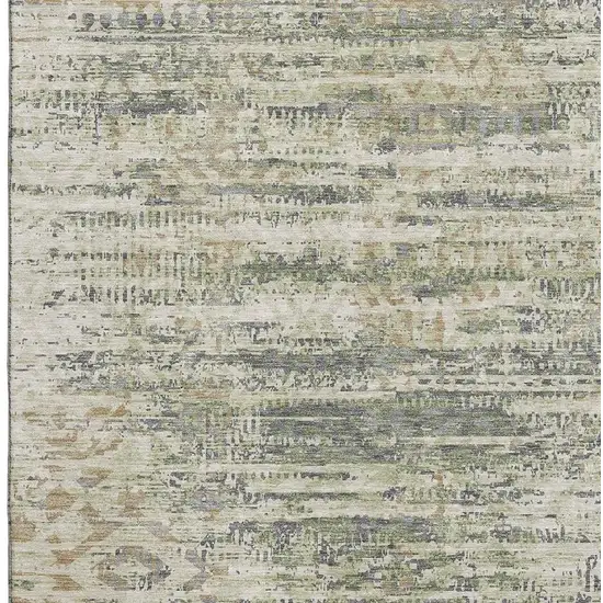 Artichoke Green Copper And Gray Moroccan Washable Area Rug With UV Protection Photo 3