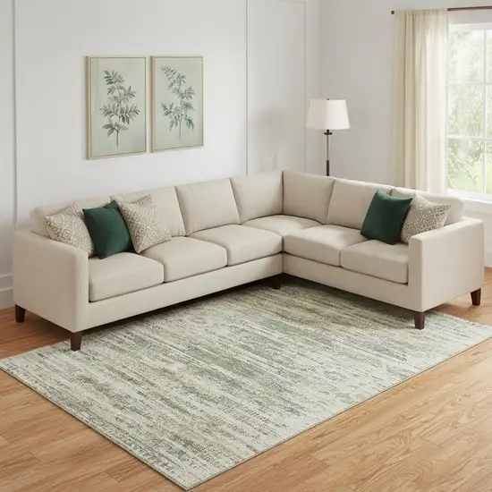 Artichoke Green Copper And Gray Moroccan Washable Area Rug With UV Protection Photo 2